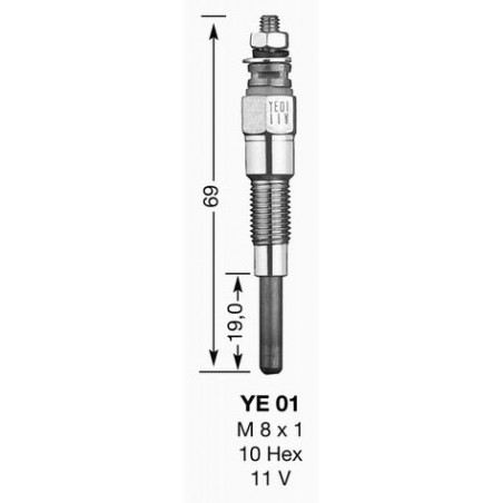 BUJÍA INCANDESCENTE YE01 UT - NGK - Vela y supresor - Jardinaffaires 