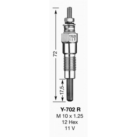 BOUGIE DE PRECHAUFFAGE Y702R UT