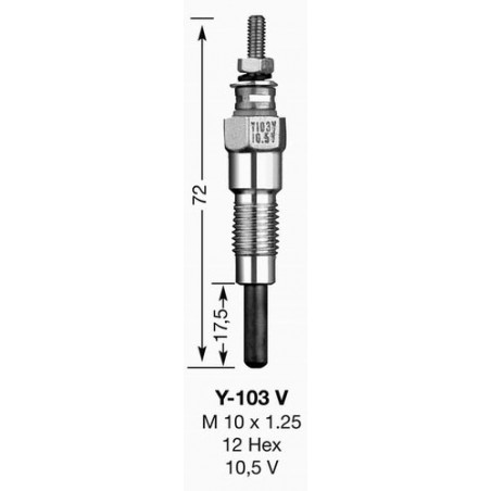 GLOW PLUG Y103V UT - NGK - Spark plug and suppressor - Jardinaffaires 