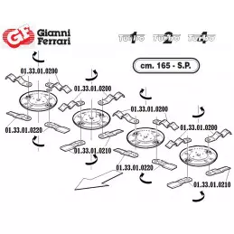 Couteau droit tondeuse Gianni Ferrari 01.33.01.0210 - GIANNI FERRARI - Lame de tondeuse - Jardin Affaires 