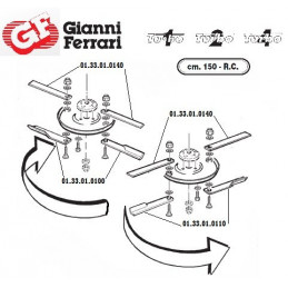 Couteau plat supérieur pour tondeuses Gianni Ferrari 150RC : voir n° de série