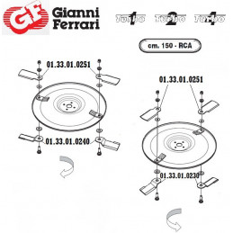 Couteau plat supérieur Gianni Ferrari 01.33.01.0251 - GIANNI FERRARI - Lame de tondeuse - Jardin Affaires 