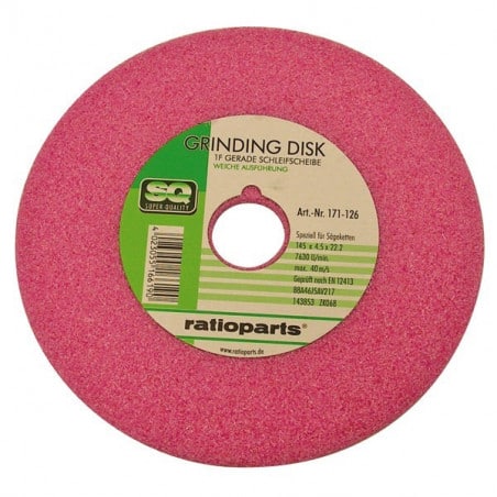 Disque pour affuteuse de chaîne de tronçonneuse. Diamètre ext. 145 mm, Alésage 22,22 mm, épaisseur 4,76 mm - DS - Affûtage & net