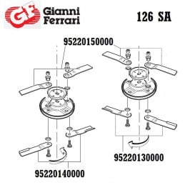 Kit de 2 lames gauches inférieures, Gianni Ferrari / Bieffebi  95220130000 - BIEFFEBI - Lame de tondeuse - Jardin Affaires