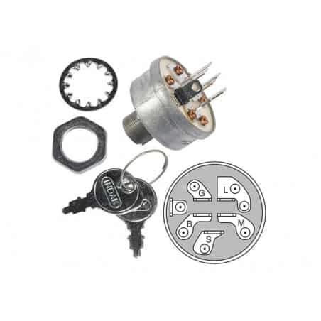 MTD INTERRUTTORE A CHIAVE 3 POSIZIONI (ON, OFF, CONTATTO) 6 PIN METALLICI CON DADO E CHIAVI 725-1396A - MTD - Interruttori