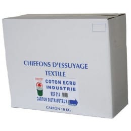 Carton distributeur de 10 kg chiffon coton blanc GECOSAC