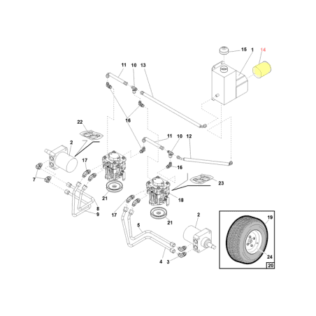 Filtre à huile pour transmission hydrostatique, Gianni Ferrari / Bieffebi 93400423361