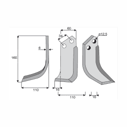 Couteau gauche de fraise arrière, enfouisseuse de pierre Del morino, Agrint,  HOL215D - DEL MORINO - Couteau - Jardin Affaires 