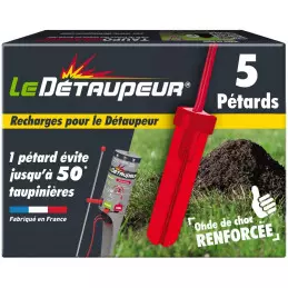 Piège à taupe Le Détaupeur recharge de 5 pétards - LE DÉTAUPEUR - Pièges anti-nuisibles - Jardin Affaires 