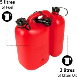 Bidón doble compartimento 5 L + 3 L rojo - OREGON 562407 - OREGON - Jerrican - Jardinaffaires 