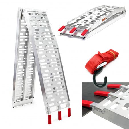 2 x Rampe de chargement en aluminium pliable - 600kg - 229 x 28 cm - DS - Accessoires tondeuse autoportée - Jardin Affaires
