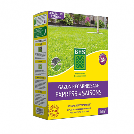 Gazon regarnissage express 4 saisons BHS 1kg 50m² - BHS - Entretenir le jardin - Jardin Affaires 