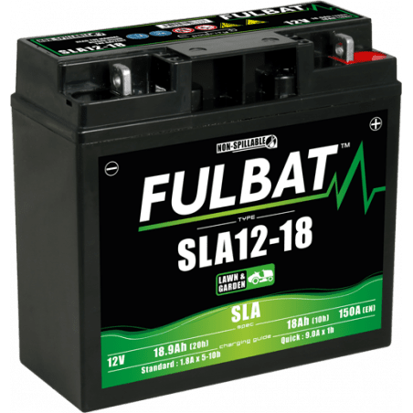 SLA 12-18 BATERIA IMPERMEÁVEL 12V 21,1 Ah 182-77-168 - / + - FULBAT - Bateria e célula - Jardinaffaires 