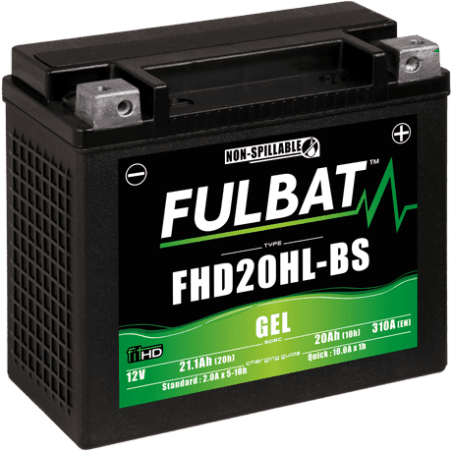 Bateria de gel Fulbat FHD20HL-BS 12 V para Harley Davidson