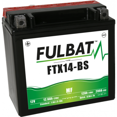 FTX14-BS SEPARATE ACID BATTERY (SUPPLIED) 12V 12.6 Ah 150-87-145 + / - - FULBAT - Battery and cell - Jardinaffaires