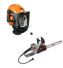 Packen Sie die Kettensäge Oregon CS 1500 + den Schutzhelm Waipoua ein