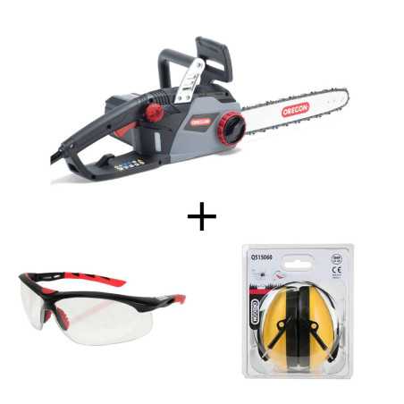 Pack motosierra Oregon CS1400 + gafas protectoras + protectores de oídos