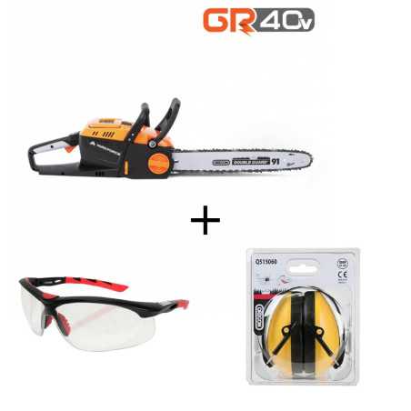 Pack Tronçonneuse LS G35W Yard Force + Protège-Oreilles Oregon + Lunettes de Protection Oregon