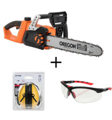Pack motosierra a batería LSC35 Yard Force + Protectores auditivos Oregon + Gafas protectoras Oregon