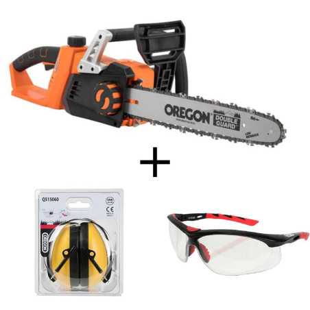 Pack tronçonneuse à batterie LSC35 Yard Force + protège oreilles Oregon + lunettes de protection Oregon