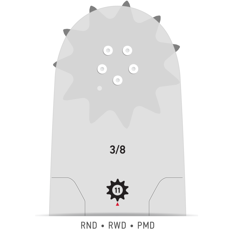 Kettinggeleider 240RNDD176 Geleider: 61 cm Steek: 3/8" Dikte: 1.3 Schakels: 81 PowerCut™ Kettinggeleider 240RNDD176 Geleider: 61 cm Steek: 3/8" Dikte: 1.3 Schakels: 81 PowerCut™