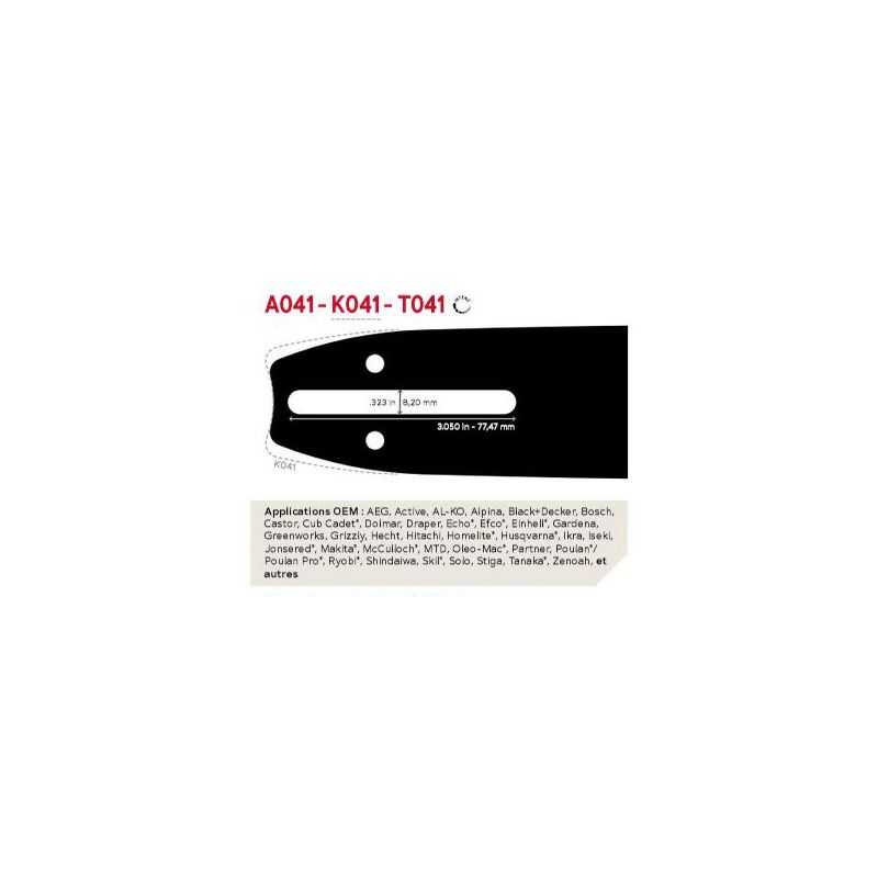 Chainsaw Chain Guide 100SXEA041 Guide: 25 cm Pitch: 3/8" Gauge: 1.3 Links: 40 AdvanceCut™