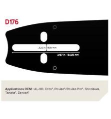 Guia de corrente para motosserra 240RNDD176 Guia: 61 cm Passo: 3/8" Calibre: 1,3 Elos: 81 PowerCut™