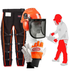 Kit de segurança para motosserra Oregon 574742A - Capacete - Viseira - Luvas - Protetores de pernas