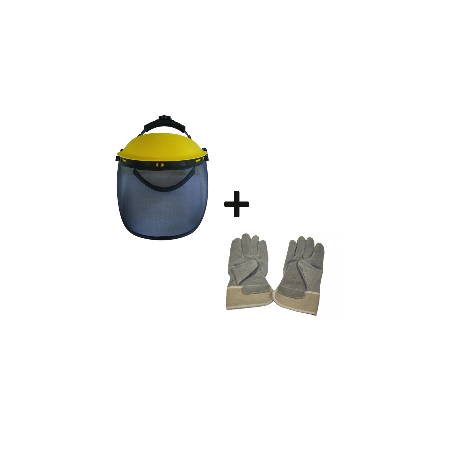 Kit de proteção Viseira de proteção em malha ajustável + luvas
