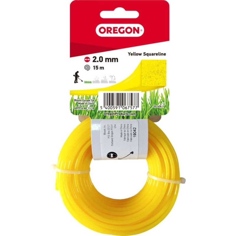 Hilo para desbrozadora Cuadrado Nylon Amarillo ø 2.0mm/15m Oregon 69-406-Y