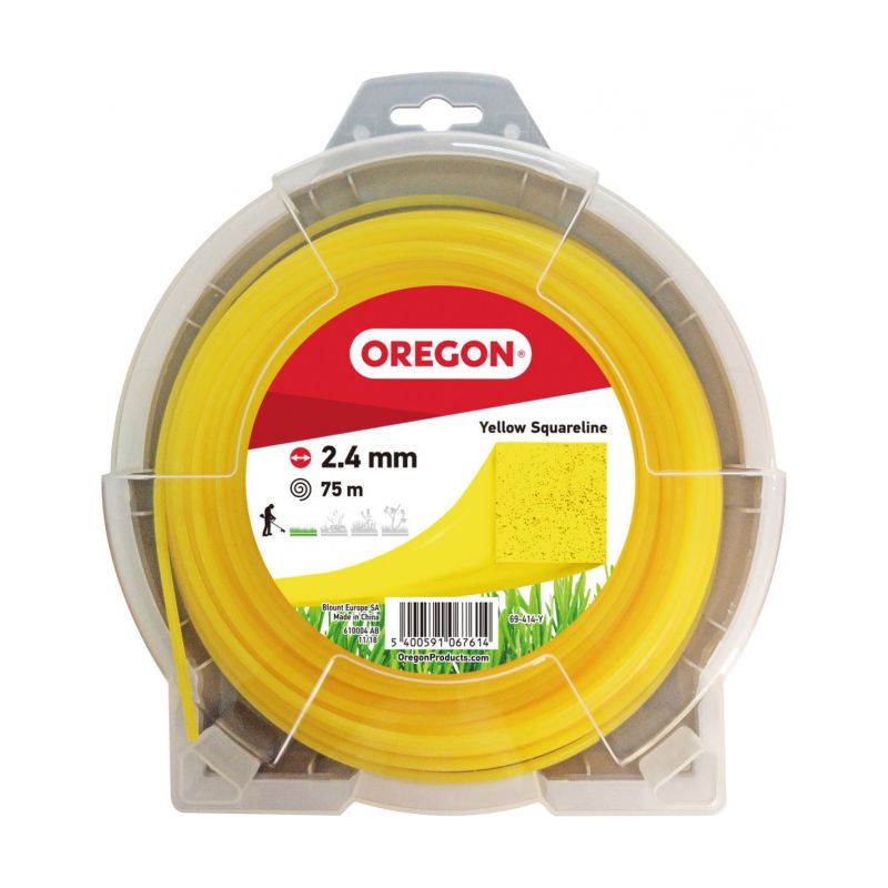 Hilo para desbrozadora Cuadrado Nylon Amarillo ø 2.4mm/75m Oregon 69-414-Y