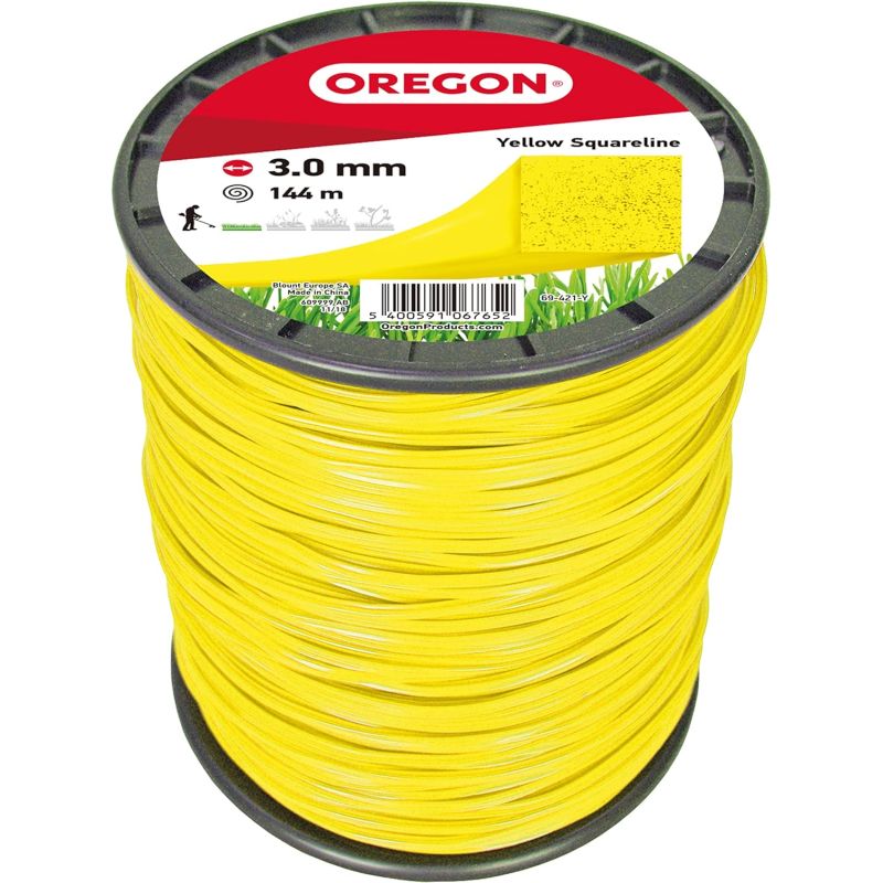 Hilo para desbrozadora Cuadrado Nylon Amarillo ø 3.0mm/144m Oregon 69-421-Y