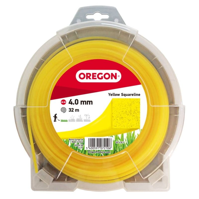 Fil débroussailleuse Carré Nylon Jaune ø4.0mm/32m Oregon 69-478-Y