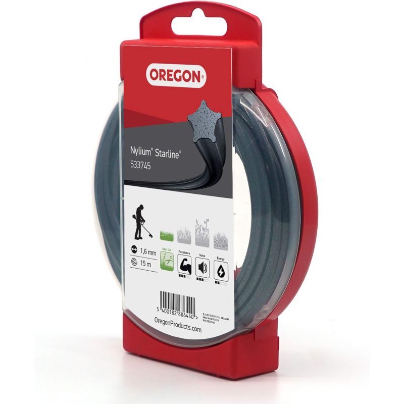 Linha de roçadora Etoile Nylium Starline Preto ø 1.6mm/15m Oregon 533745