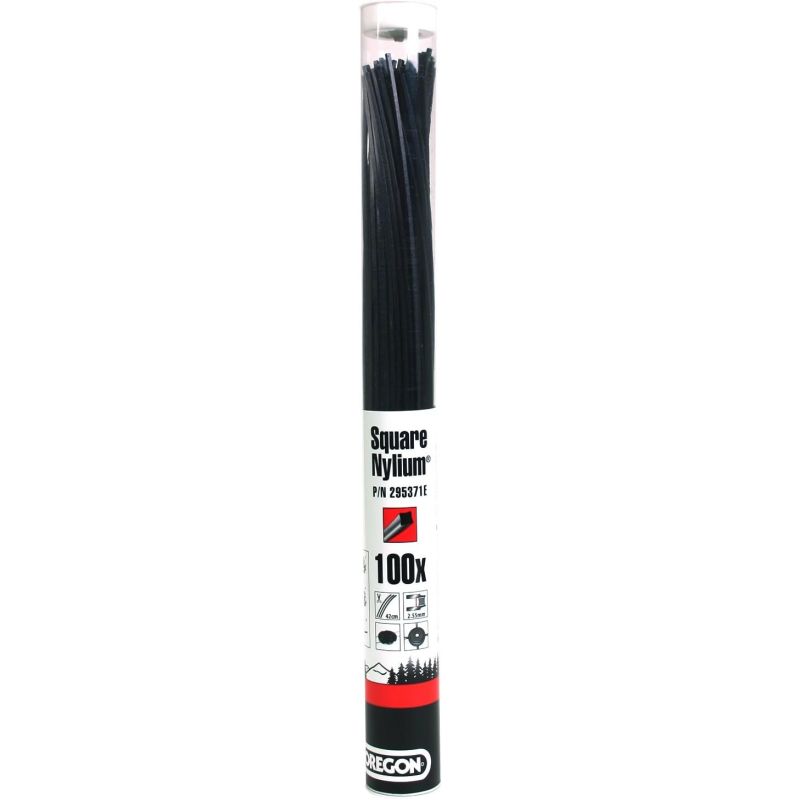 Fio de roçadora Quadrado Nylium Preto ø2,55mm/42cm Oregon 295371E