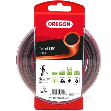 Línea de desbrozadora redonda Techni 280° Marrón/Negro ø 2.7mm/15m Oregon 564843