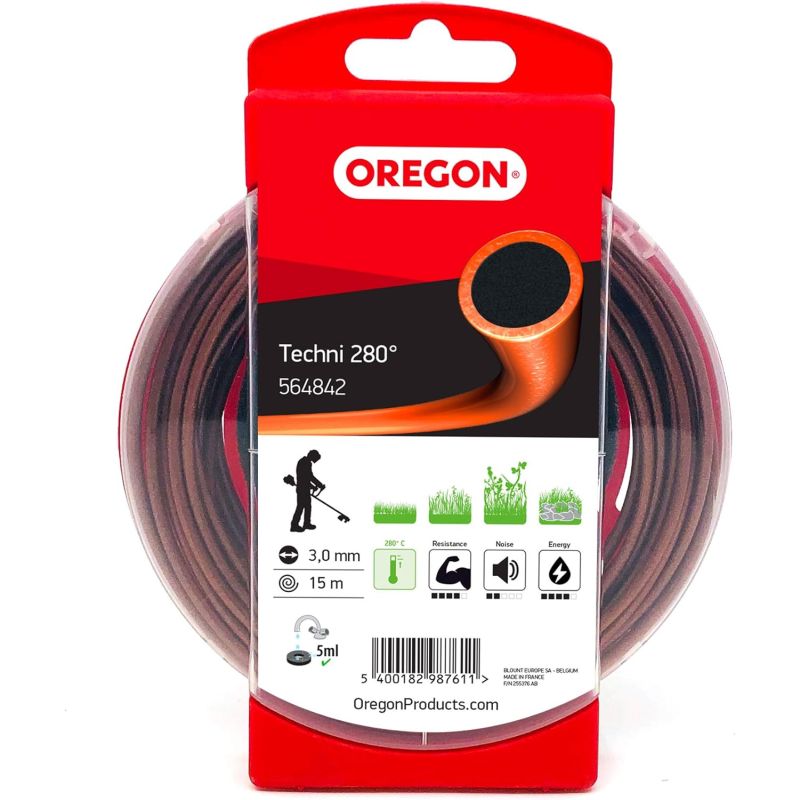 Fil débroussailleuse Rond Techni 280° Marron/Noir ø3.0mm/15m Oregon 564842