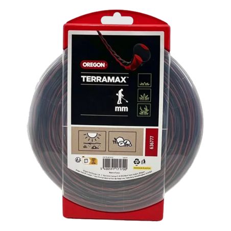 Fio cortador de escova torcido oval Terramax Vermelho/preto ø3 mm/44m Oregon 636778