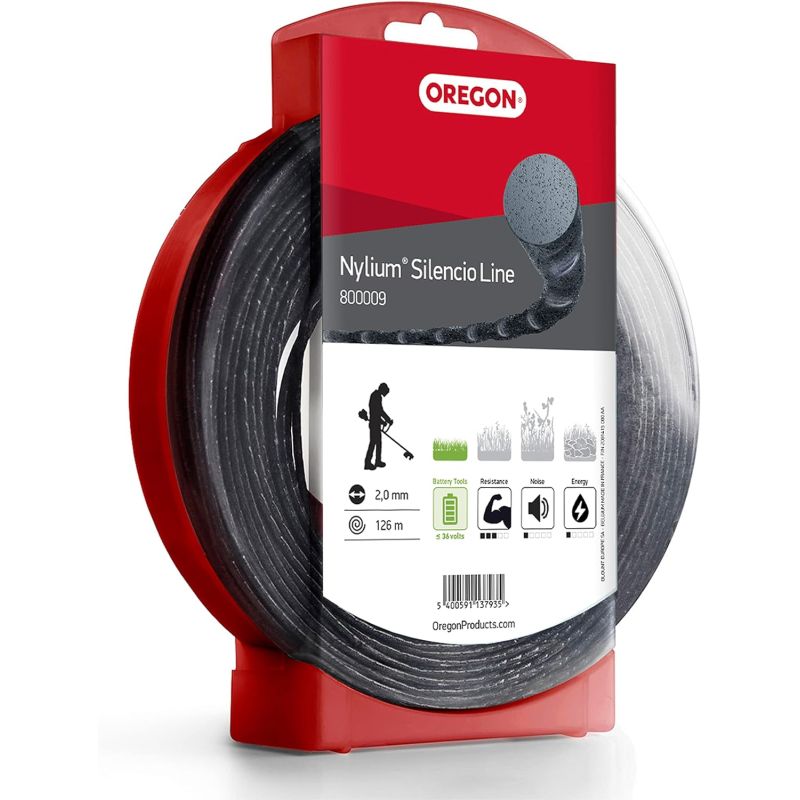 Fio para roçadora Redondo Torcido Nylium Silencio Preto ø2.0mm/126m Oregon 800009