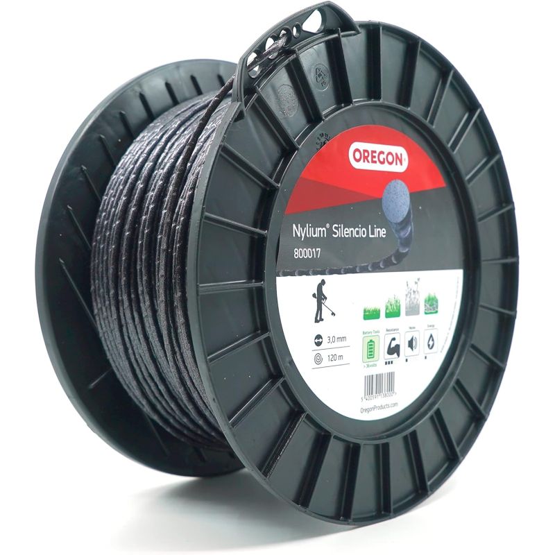 Fio de roçadora Redondo Torcido Nylium Silencio Preto ø3.0mm/120m Oregon 800017