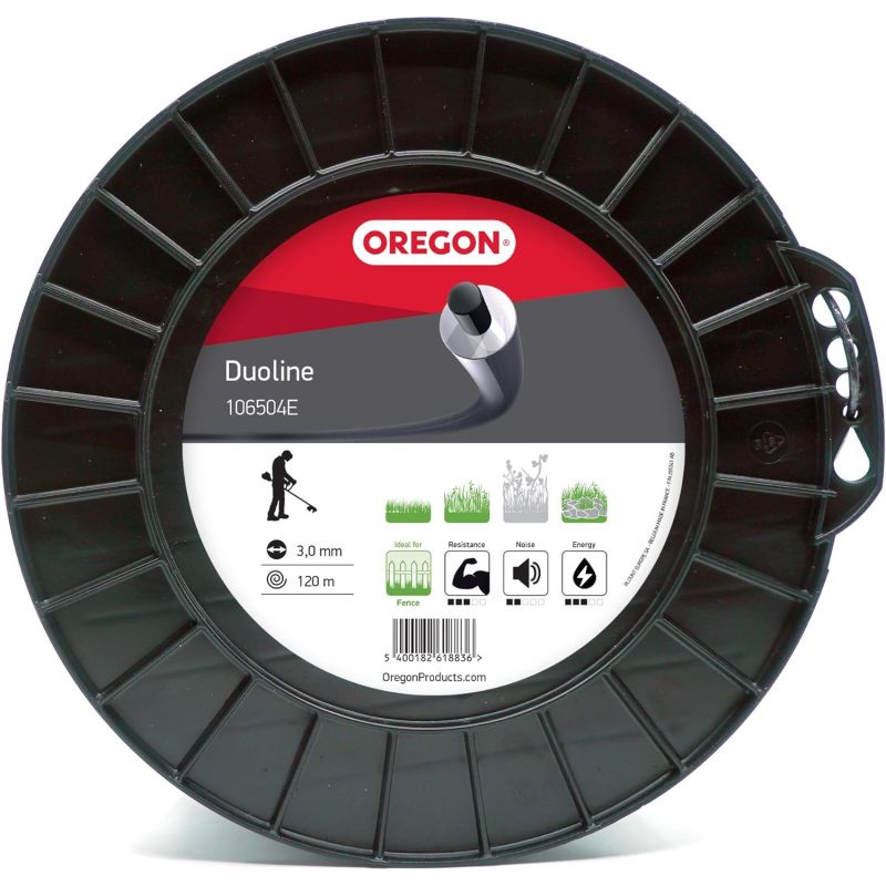 Bosmaaier draad Rond Duoline Transparant/Zwart ø3.0mm/120m Oregon 106504E