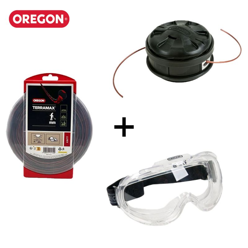 Pack OREGON Fil Débroussailleuse TERRAMAX ø3mm, 44m + Tête Lightnin Load -130 mm + Masque de Sécurité