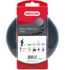 Linha Roçadora Redonda Torcida Nylium Silencio Preto ø 2.0mm/15m Oregon 800002