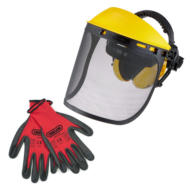 Kit de seguridad facial para trabajos forestales y de jardinería: visera + protectores auditivos - Oregon 581188 Kit de seguridad facial para trabajos forestales y de jardinería: visera + protectores auditivos - Oregon 581188