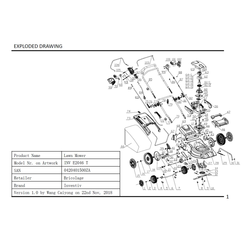 Ressort de commutation - 01500ZA106 pour INV E2046 T