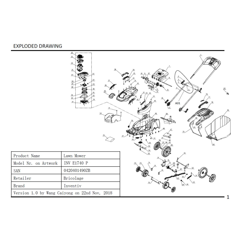 Couvre-langue - 1052490002 pour INV E1740 P