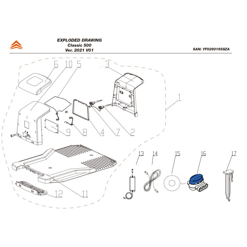Contragewicht blok - 1958045001 voor CLASSIC 500, CLASSIC 500B