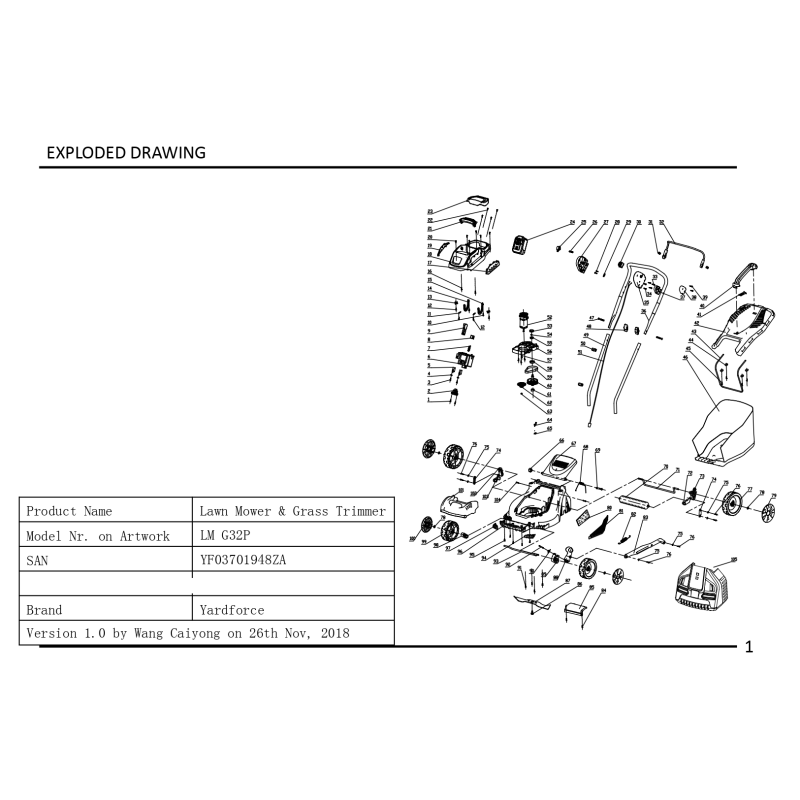 Lower Handle - 1915049 for LM G32 - LT G30