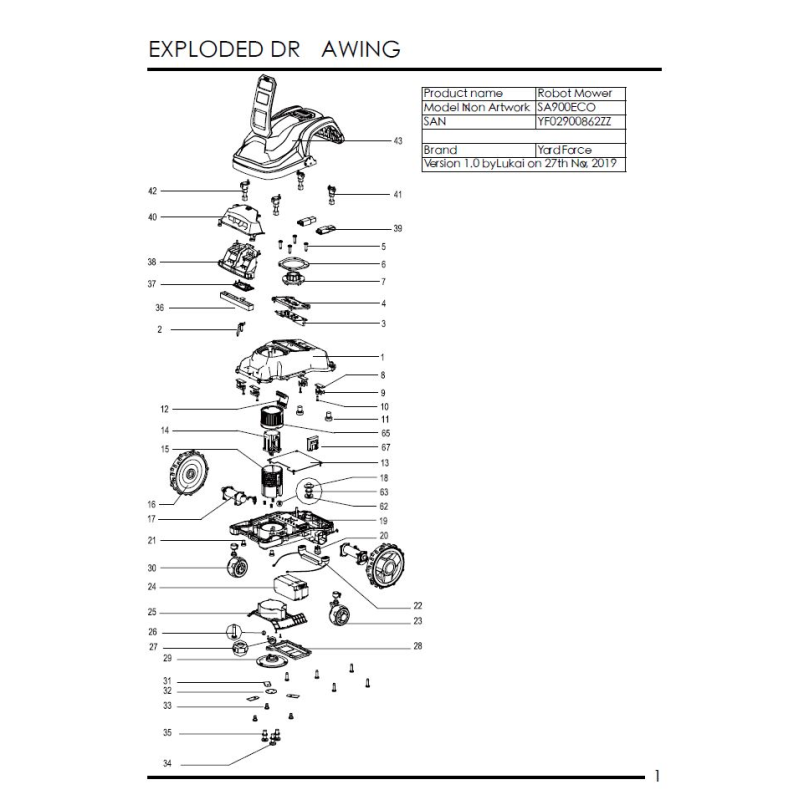 Composant de la batterie - 862601 pour SA 900 ECO, SA 800 PRO