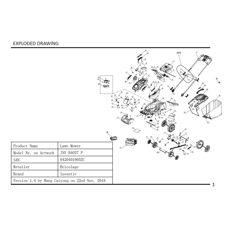 Hebel - 2400956001 für INV B4037 P, INV B4037 P2